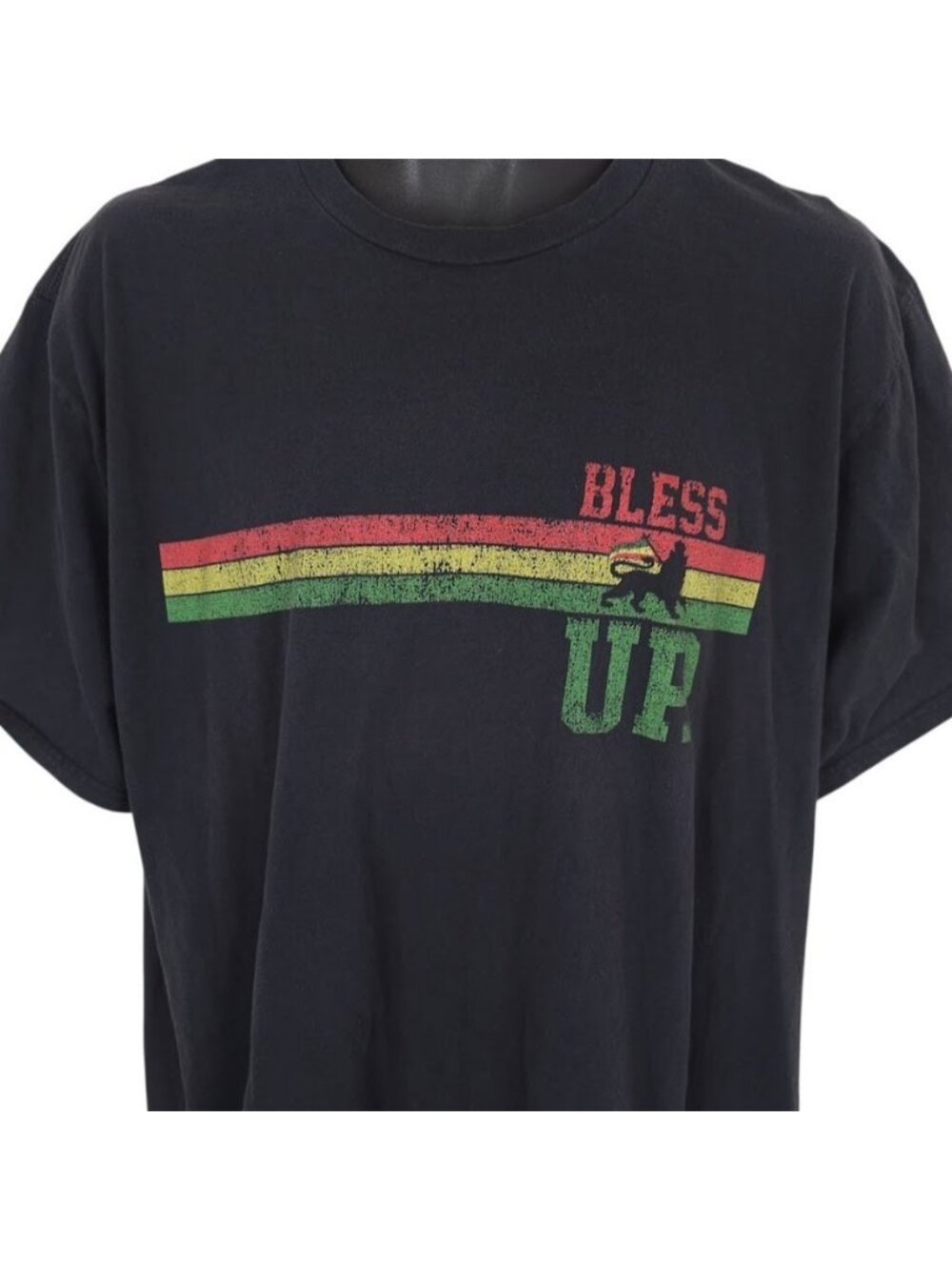 Rastafarian Lion Of Judah T Shirt Mens Size 2XL Black Bless Up Reggae